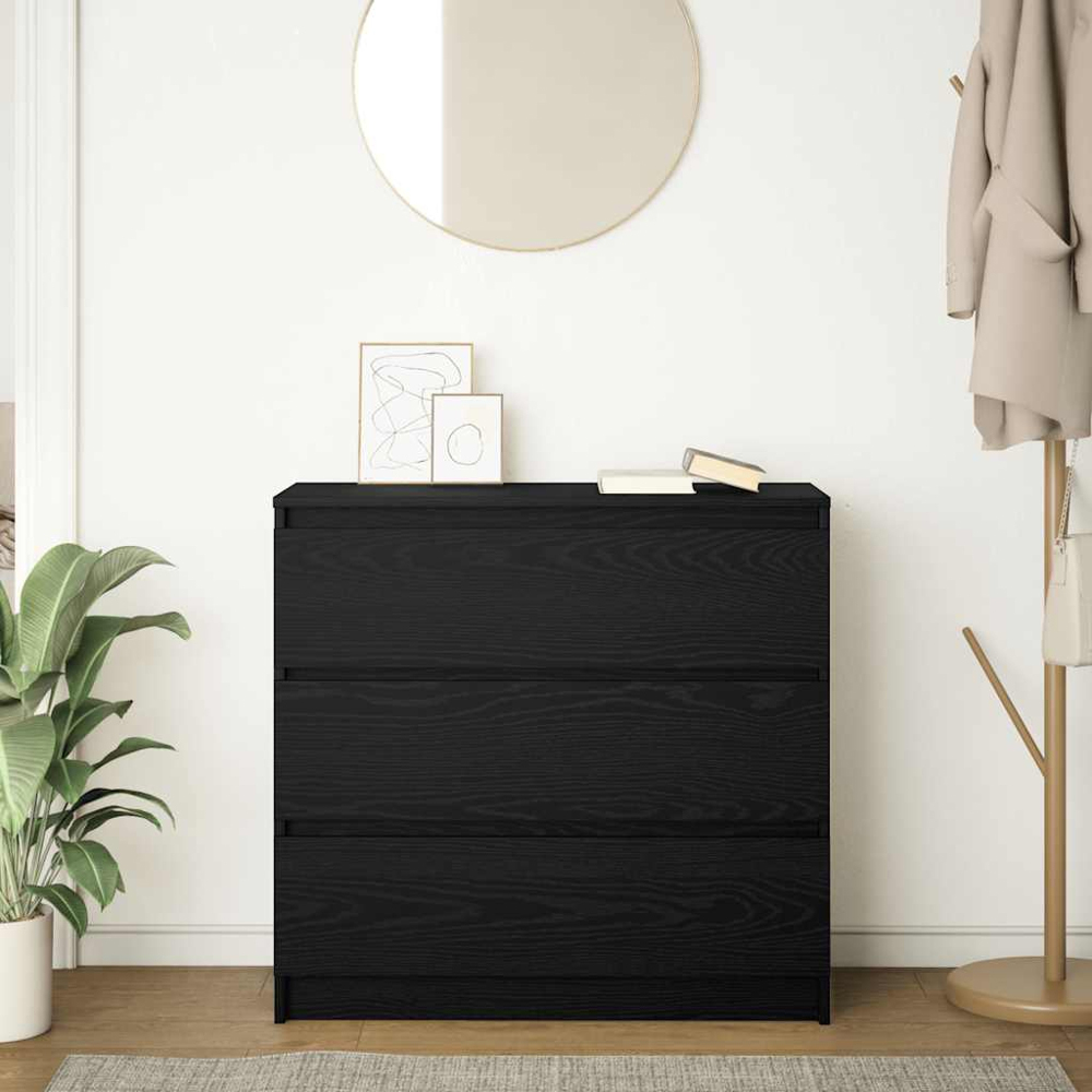 vidaXL 3 Drawer Black Oak Sideboard Image 9