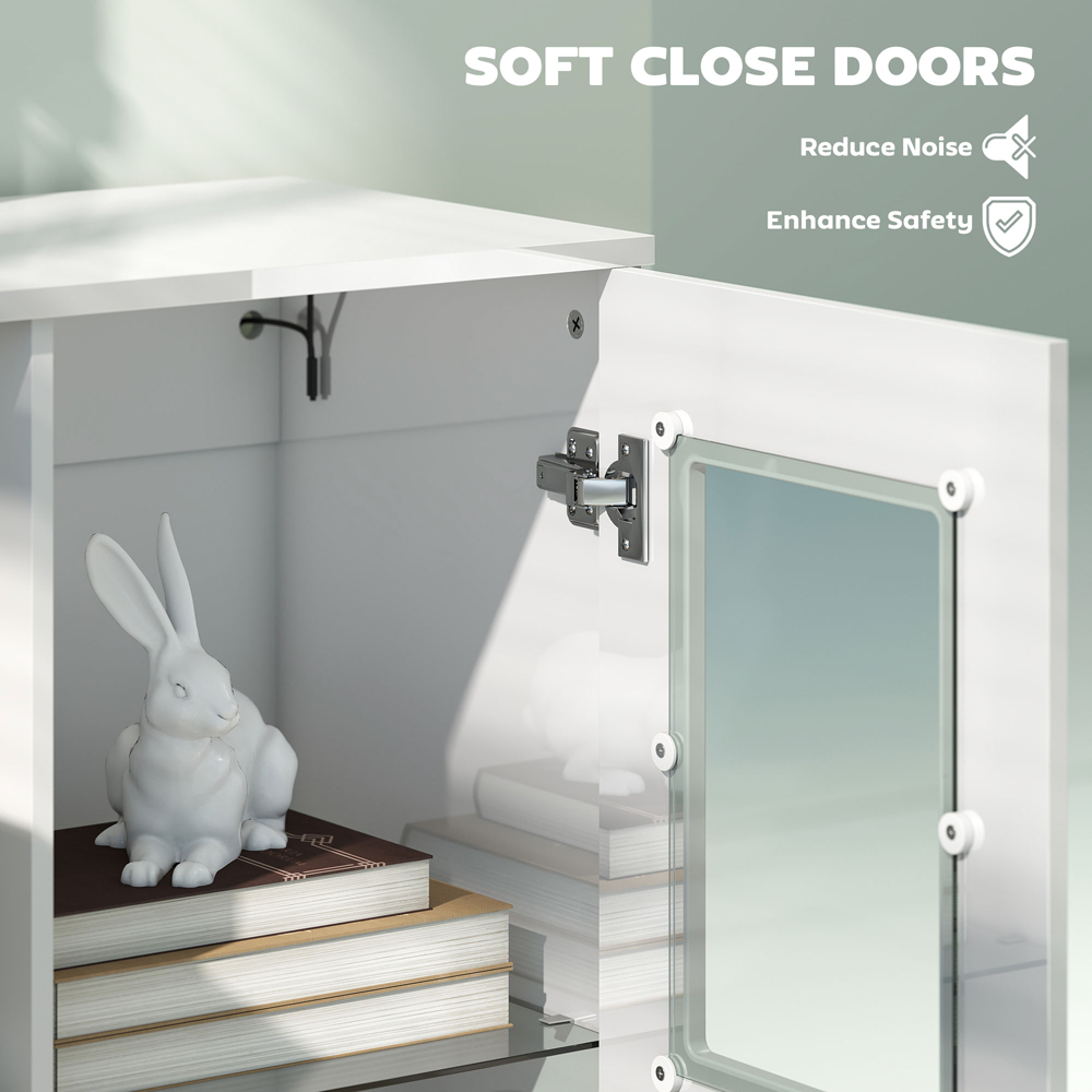 HOMCOM 2 Door White Display Cabinet with Glass Shelves Image 7