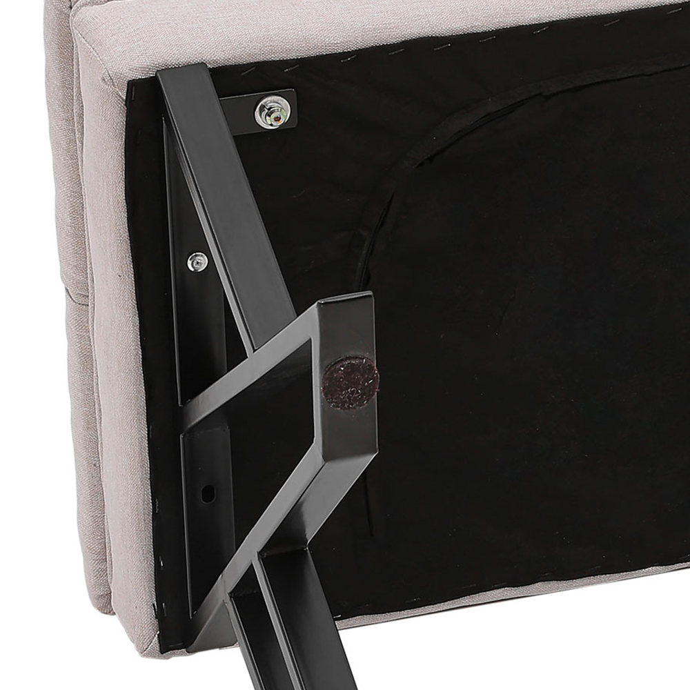 Living and Home Cream Mid Century Metal Upholstered Bench Image 7