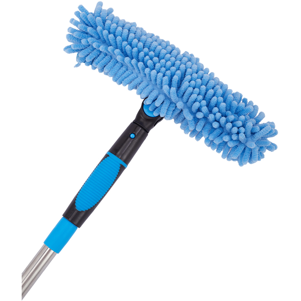 Living and Home Light Blue Extendable Window Cleaning Squeegee Tool with Scrubber Image 3