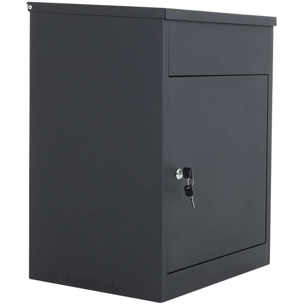 Living and Home Black Galvanised Steel Lockable Wall Mounted Parcel Drop Box Image 6