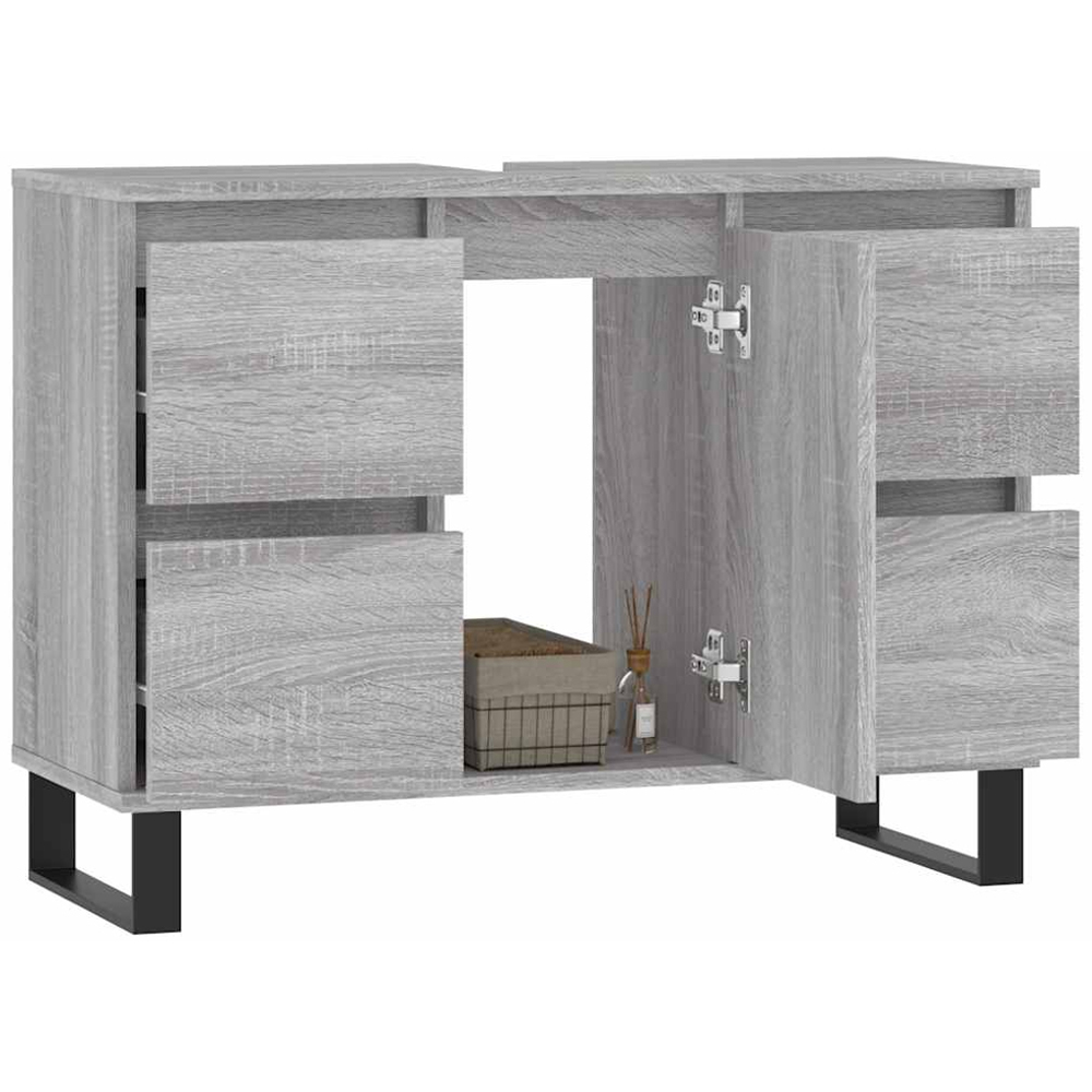 vidaXL Single Door 4 Drawer Grey Sonoma Bathroom Cabinet Image 3