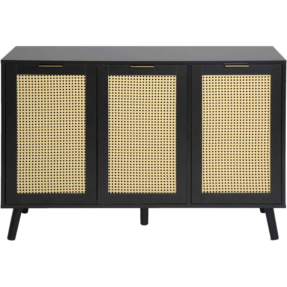 Craven 3 Door Black Sideboard with Cane Front Image 2