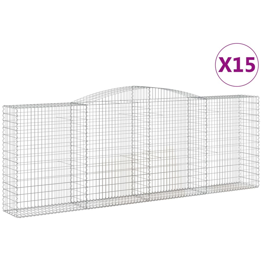 vidaXL Silver Galvanised Iron Arched Gabion Basket 400 x 50 x 140/160cm 15 Pack Image 2