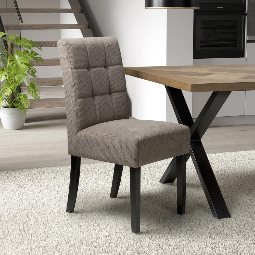 Portland Harlow Light Brown Flax Black Legs Waffle Back Dining Chair Image 6