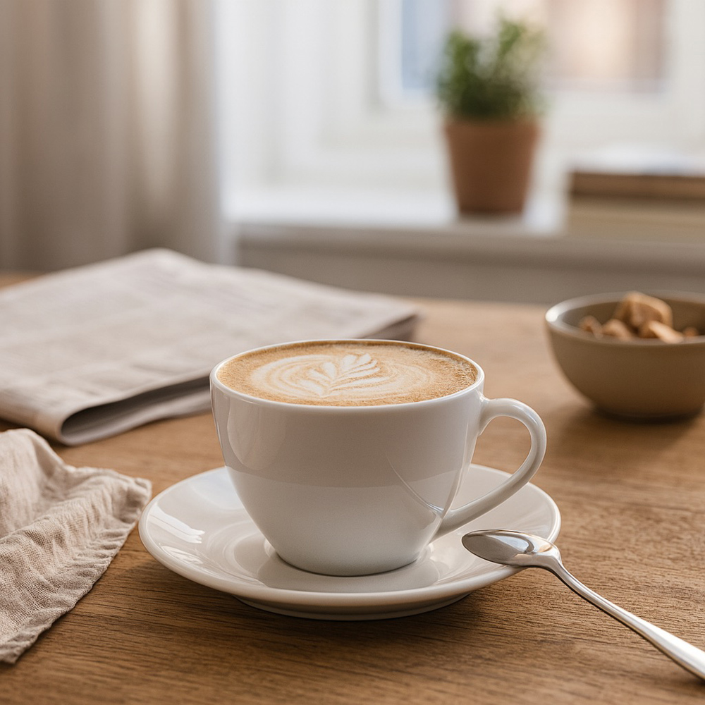 Argon Tableware Classic White Porcelain 48 Piece Cappuccino Cup and Saucer Set 320ml Image 4