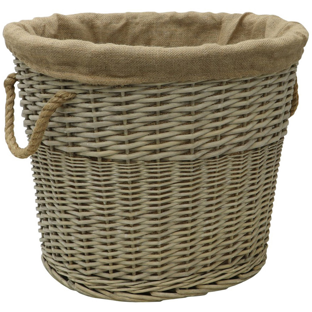 JVL Willow Antique Wash Log Basket with Rope Handles 46 x 57 x 47cm Image 1