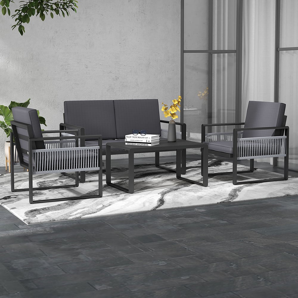 Outsunny 4 Seater Aluminium Garden Dining Set Image 1