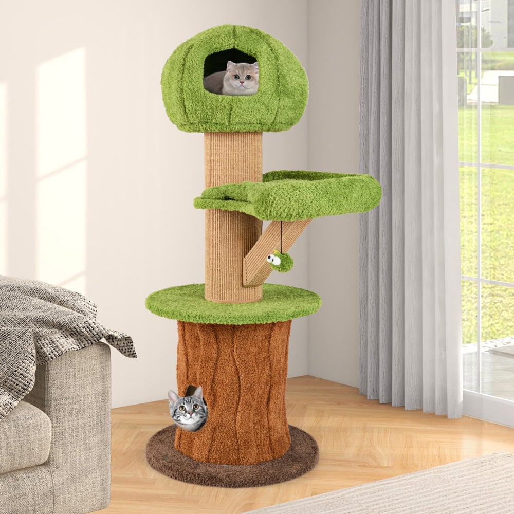 Costway Green Mushroom Indoor Cat Tree 148cm Image 2