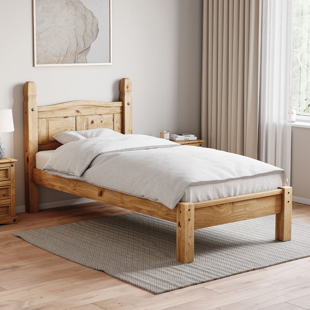 Vida Designs Corona Single Pine Low Foot Bed Frame Image 1