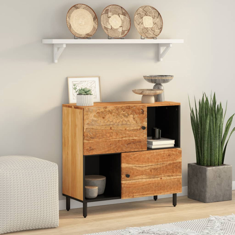 vidaXL 2 Door Solid Acacia Wood Side Cabinet Image 9