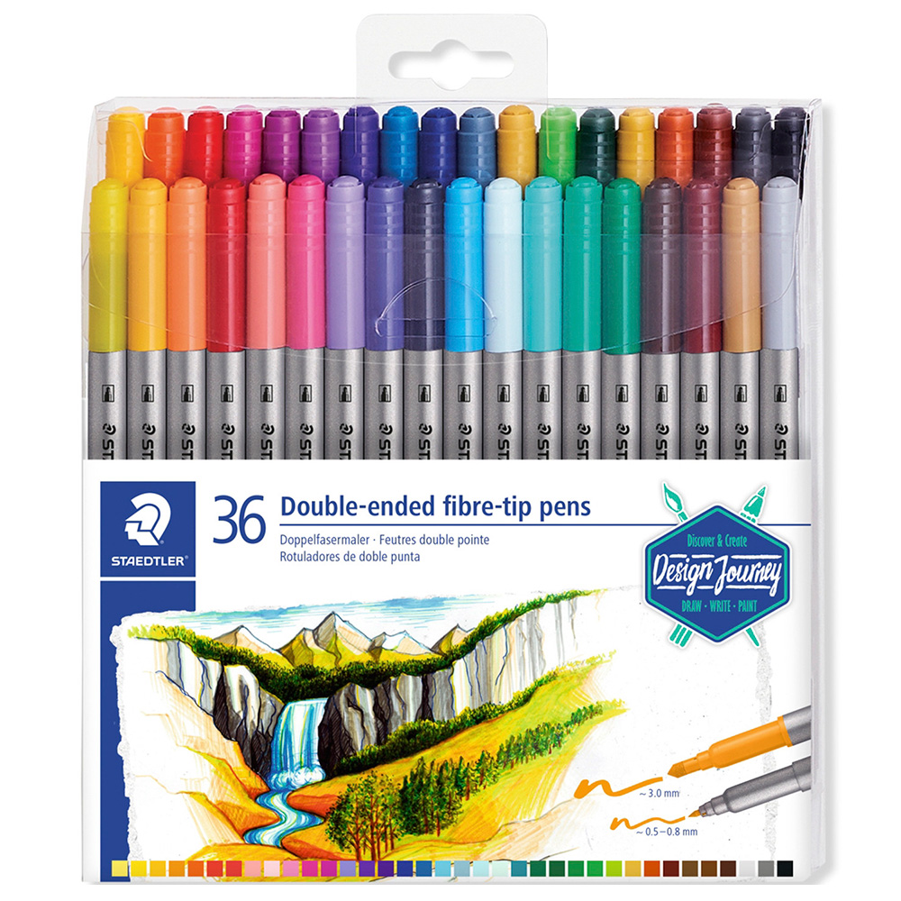 Staedtler Multi Coloured Double Ended Fibre Tip Pen 36 Pack Image