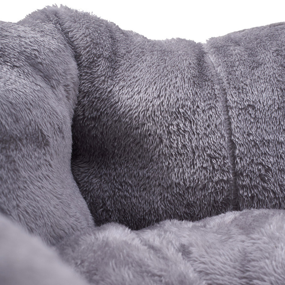 H&O Direct 42cm Grey Soft Touch Suede Pet Bed Image 4