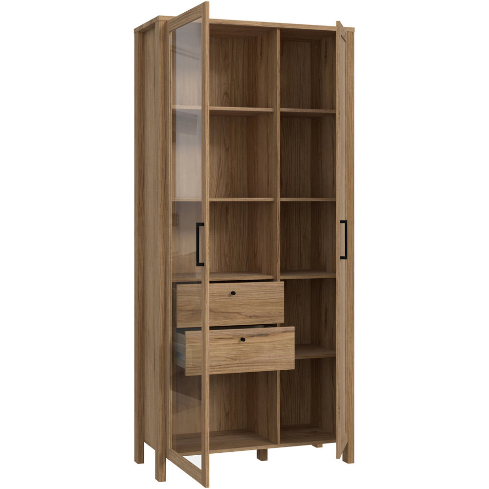 Florence Malte Brun 2 Door 2 Drawer Waterford Oak Display Cabinet Image 5