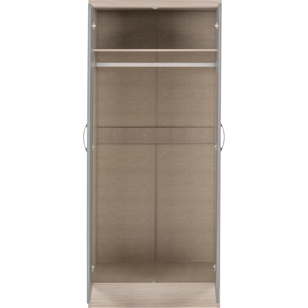 Seconique Nevada 2 Door Grey and Light Oak All Hanging Wardrobe Image 4