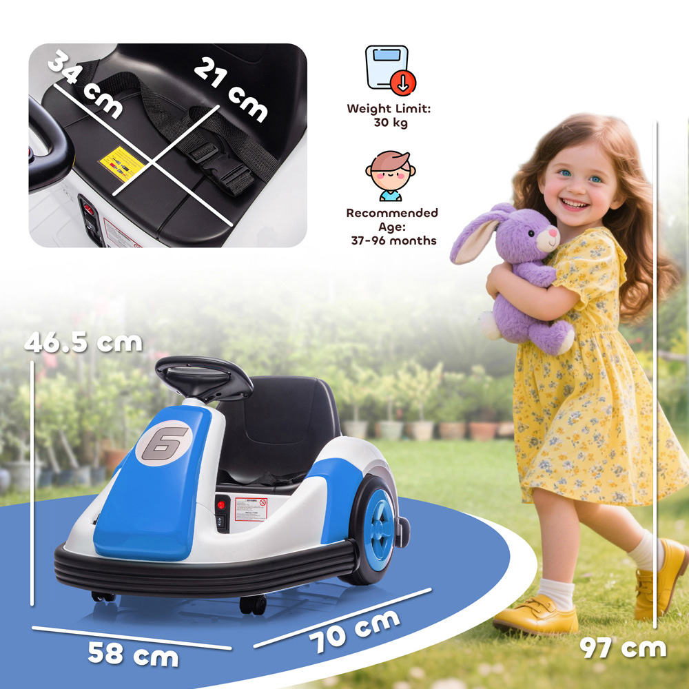 Tommy Toys Kids Blue 360 Degree Rotating Ride On Bumper Car with Safety Belt Image 9