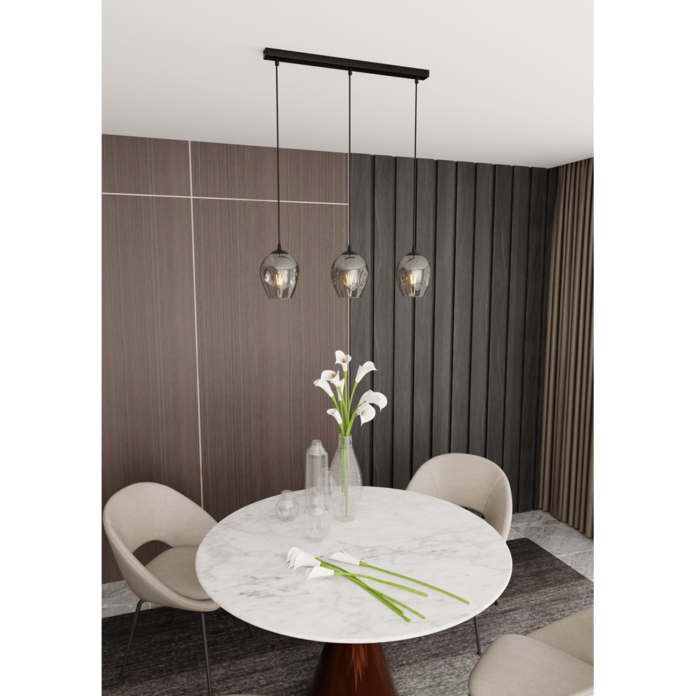 Emibig Istar 3 Light Graphite Shade Black E27 Ceiling Pendant Light Image 8
