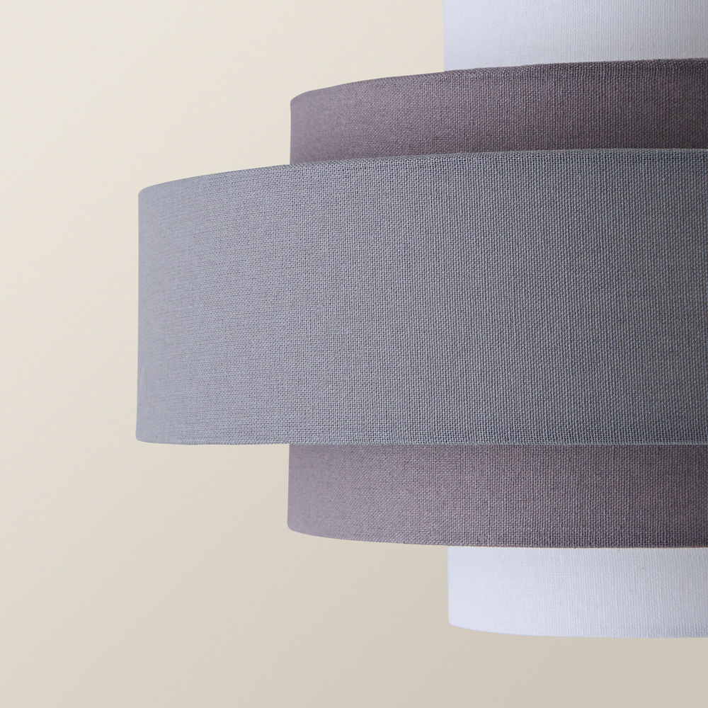 ValueLights Hampshire 5-Tier 3 Tone Grey Fabric Ceiling Pendant Lamp Shade Image 4