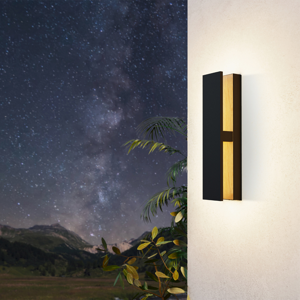 EGLO Costorio LED Black and Brown Outdoor Wall Light Image 2