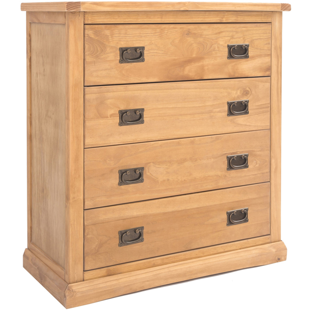 Lucca 4 Drawer Antique Wax Finish Chest of Drawers with Brass Drop Handles Image 3