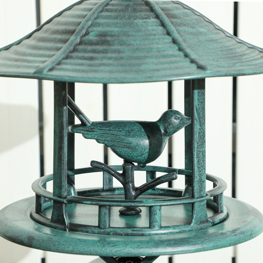 Outsunny 3-in-1 Green Garden Bird Bath with Feeder and Planter Image 4