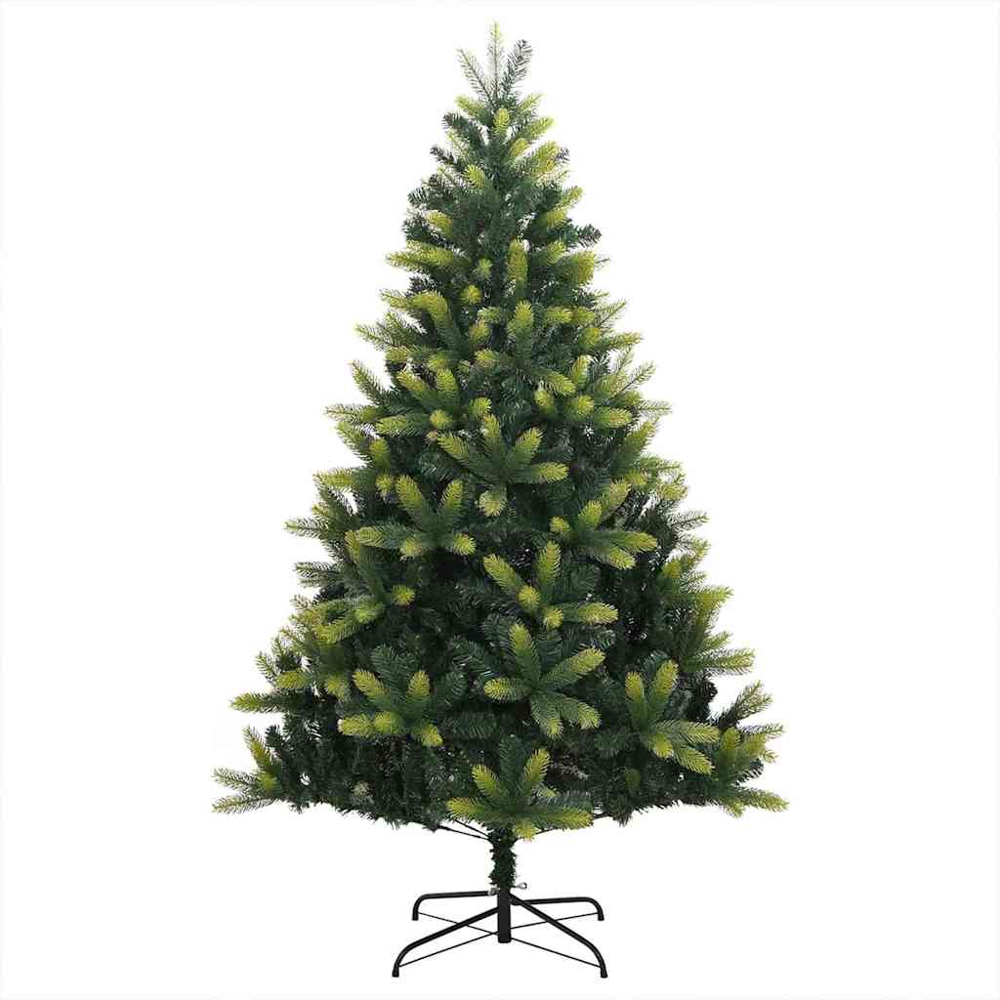 vidaXL Pre-Lit Black Baubles Green Artificial Hinged Christmas Tree 5ft Image 5