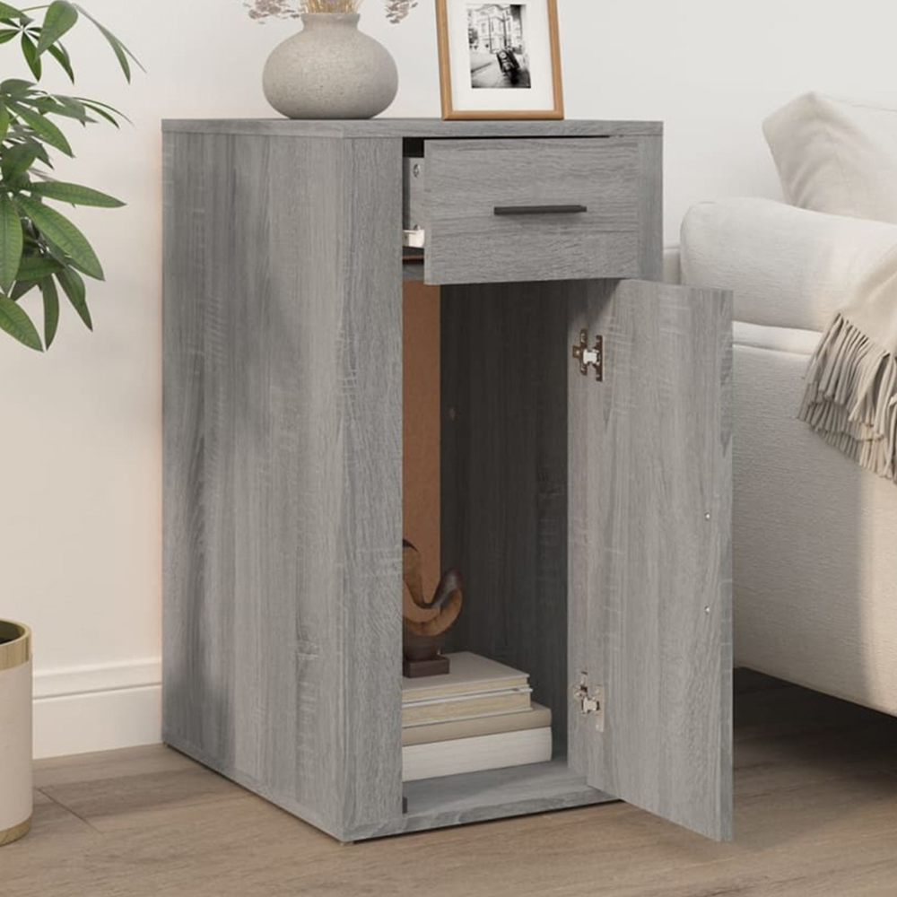 vidaXL Single Door Single Drawer Grey Desk Cabinet Image 1