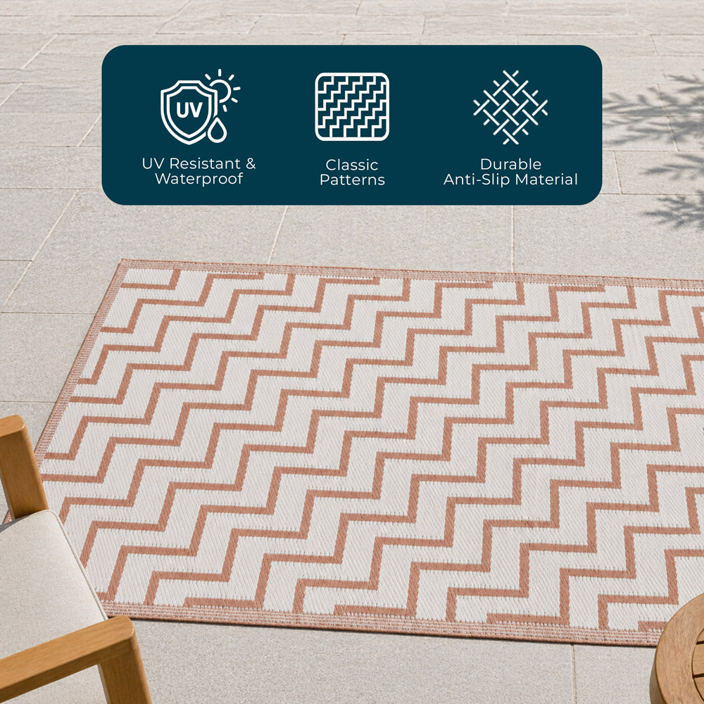 Jack Stonehouse Rust Red Zig-Zag Waterproof Anti-Slip Outdoor Rug 120 x 180cm Image 3