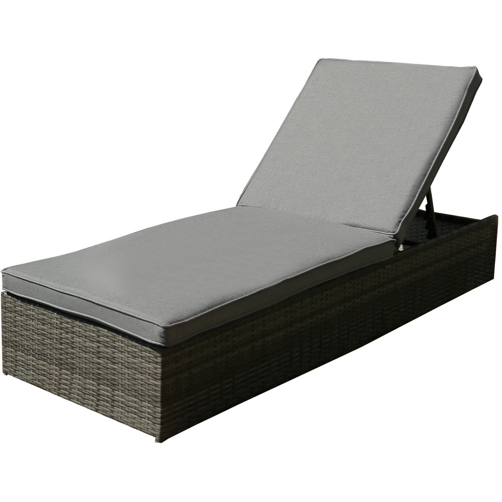 Charles Bentley Rattan Sun Lounger Grey Image 2