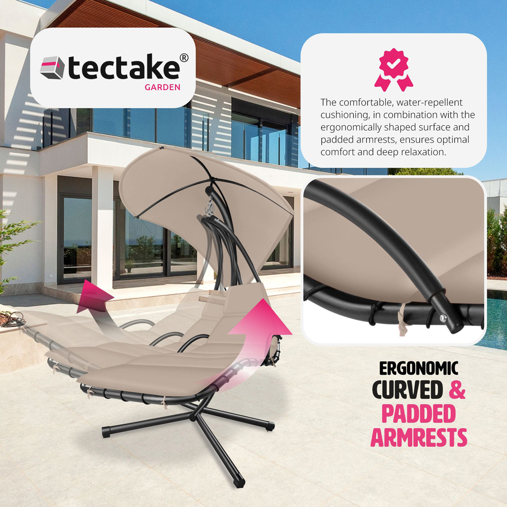 tectake Elaria Beige Large UV Protection Sun Canopy Hanging Chair Image 4