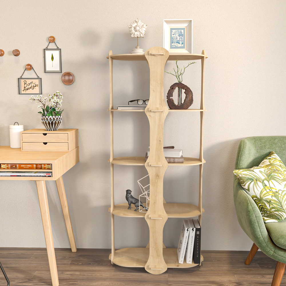 Decorotika Ayzi 5 Shelf Sapphire Oak Bookcase Image 6