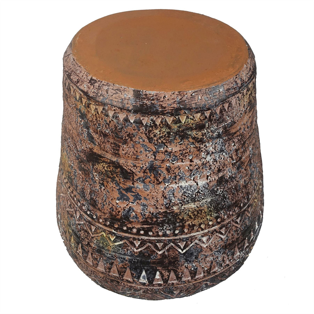 Leaf Aztec Brown Textured Vase Composite Planter 40 x 32cm Image 4