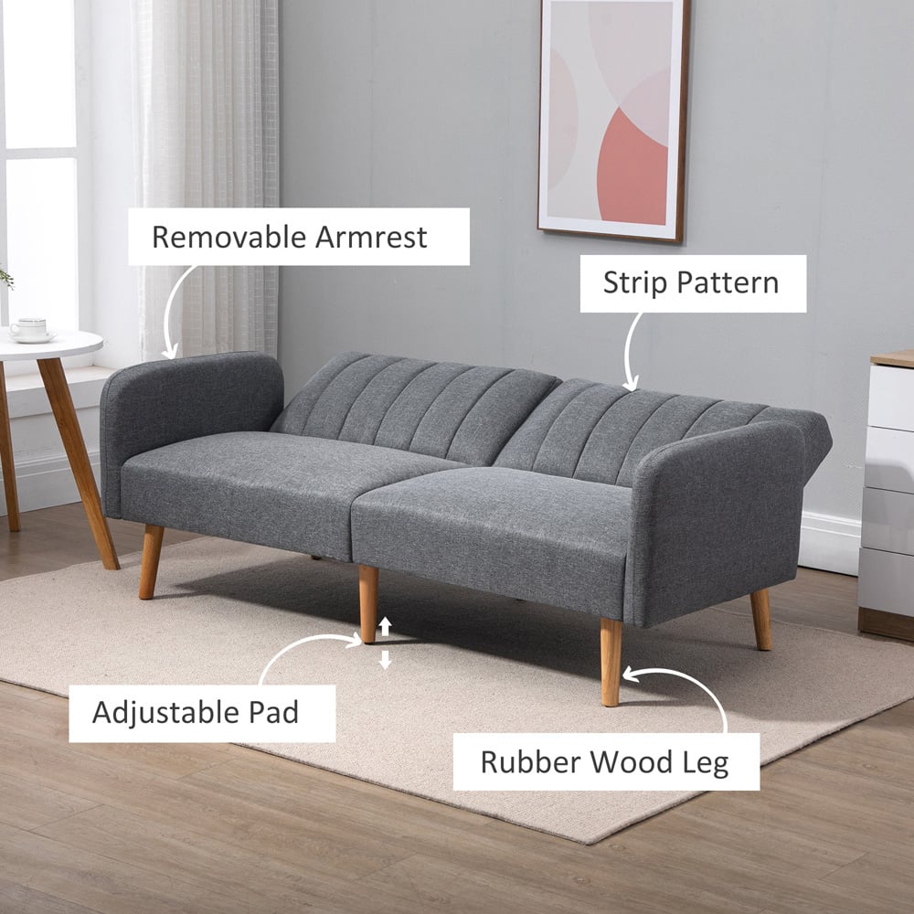 Portland 2 Seater Grey Sofa Bed Image 7