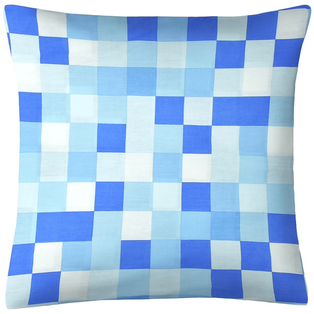 Velosso Checkered Blue Filled Cushion 43 x 43cm 2 Pack Image 1