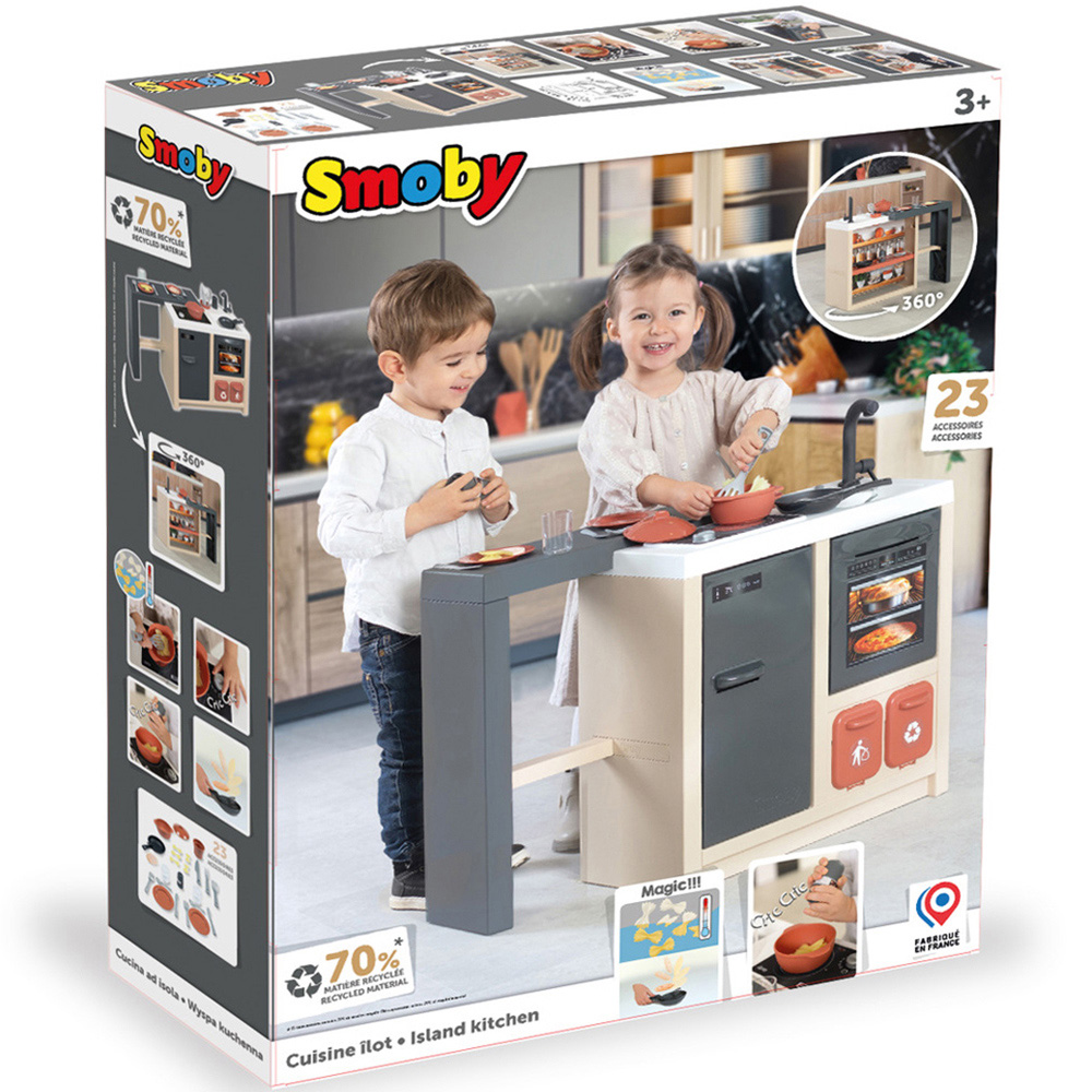 Smoby Kids 2 Drawer 23 Piece Kitchen Island Playset Image 8