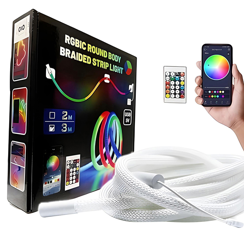 ENER-J NeonTwist RGBIC Braided Rope Light with Remote 5m Image 1