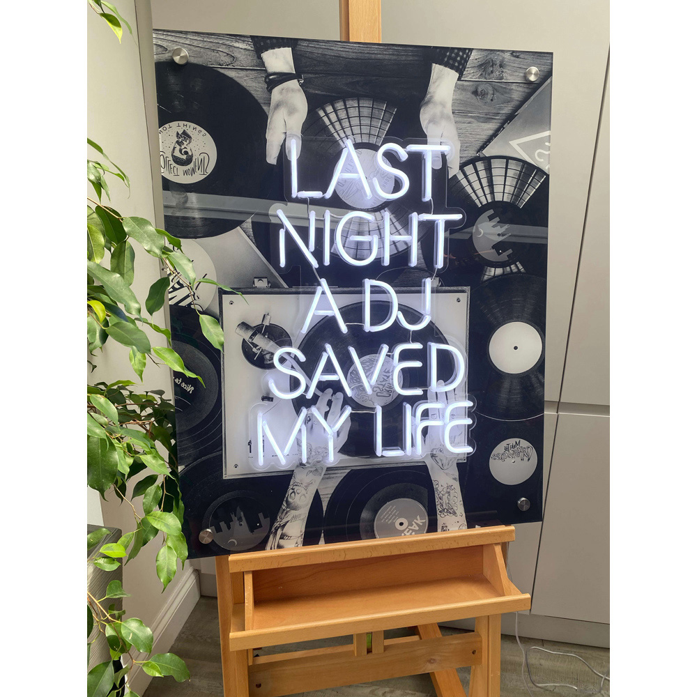 Splashbax Last Night a Dj Saved My Life Unframed LED Neon Wall Art Image 5