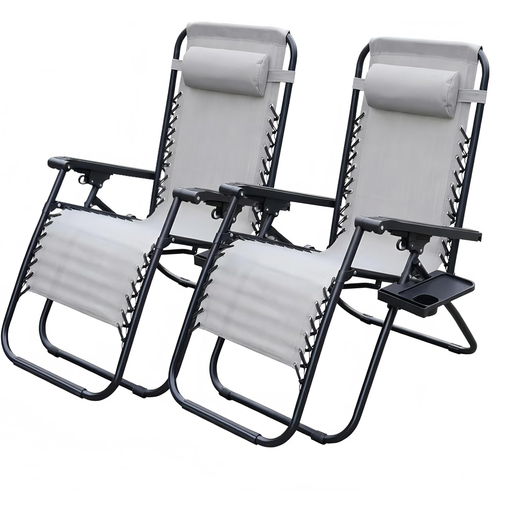 Alivio 2 Pack Light Grey Zero Gravity Reclining Sun Loungers Image 2