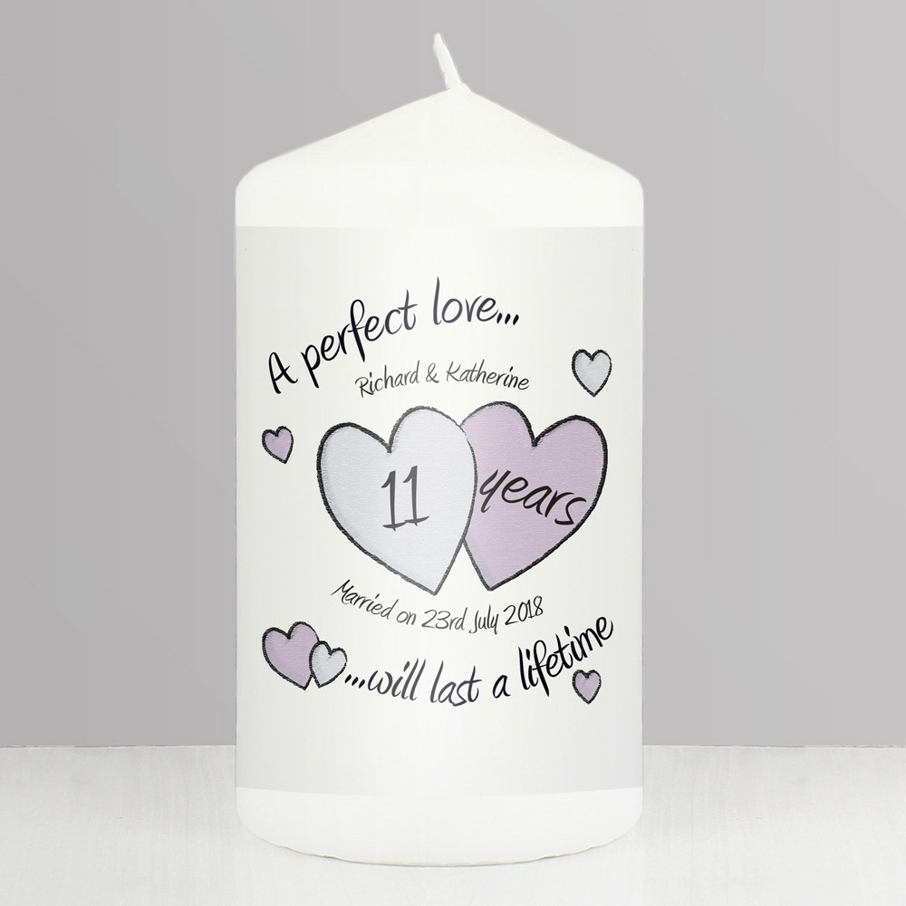 Personalised Memento Personalised A Perfect Love Anniversary Pillar Candle Image 2