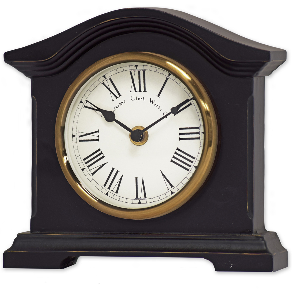 Acctim Falkenburg Distressed Black Mantel Clock Image 2