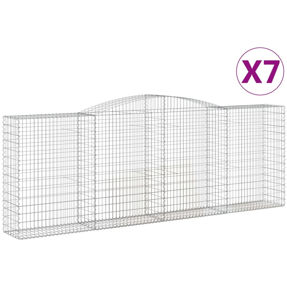 vidaXL Silver Galvanised Iron Arched Gabion Basket 400 x 50 x 140/160cm 7 Pack Image 2