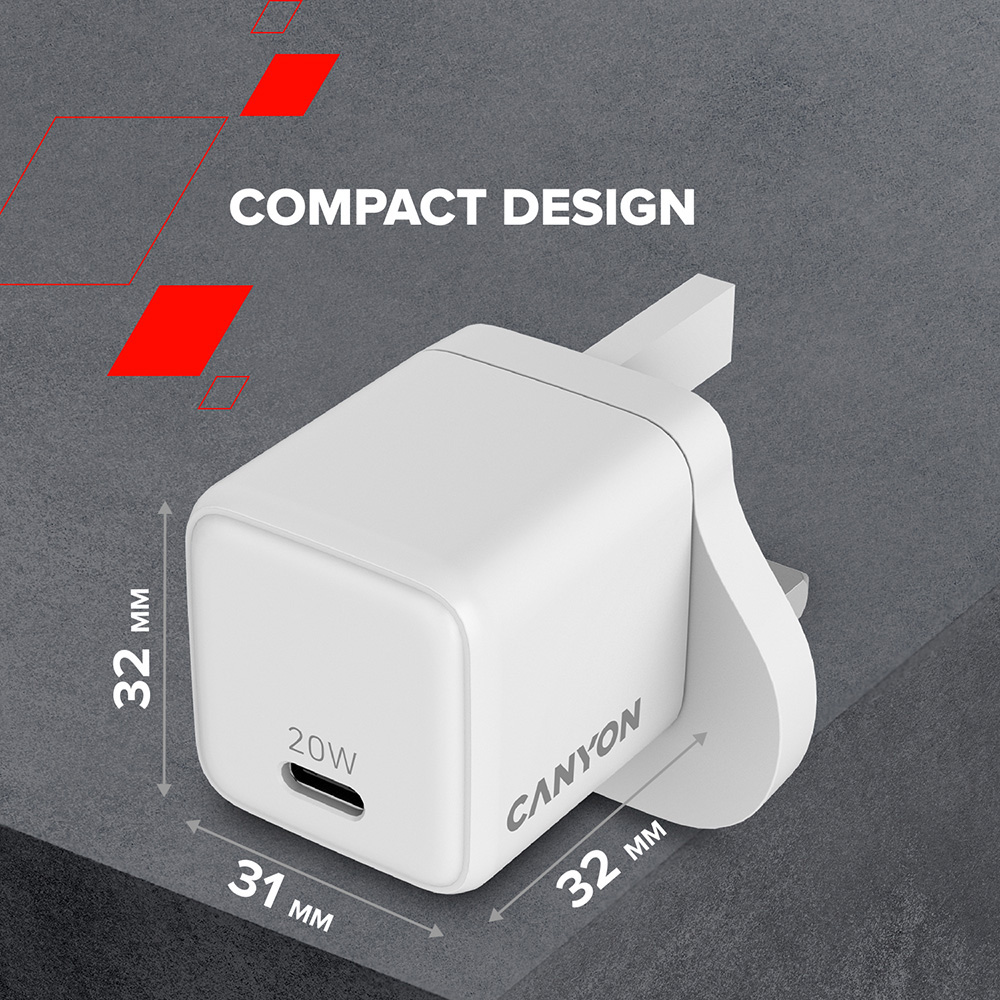 Canyon CNS-CU20C White UK USB-C Port Wall Charger 20W Image 7