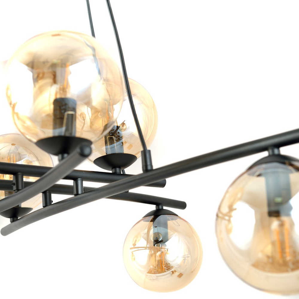 Emibig Essa 8 Light Amber Shade Black E14 Ceiling Pendant Light Image 8