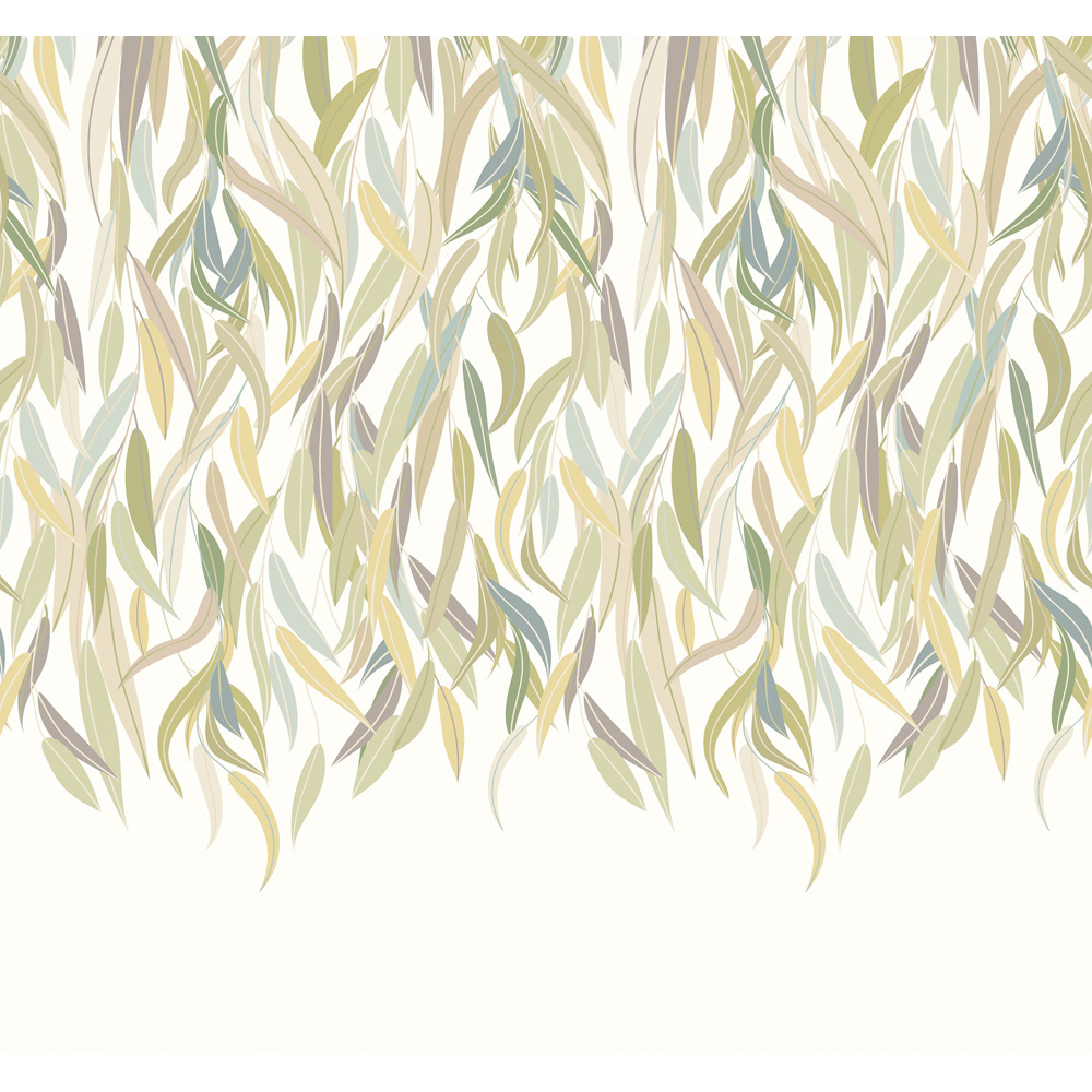 Origin Murals Repeatable Willow Leaf Vine Olive and Stone 3 Drop Wall Mural Image 2