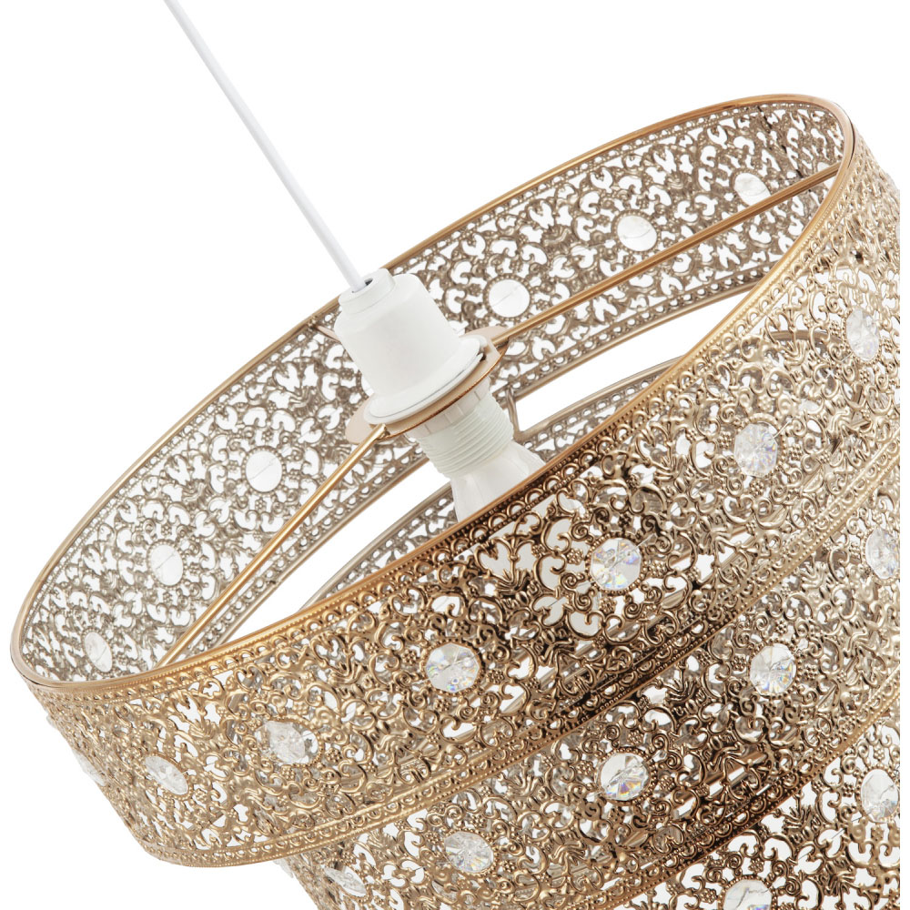 Happy Homewares Polished Gold Acrylic Gem Moroccan Style Triple Tier Pendant Shade Image 5