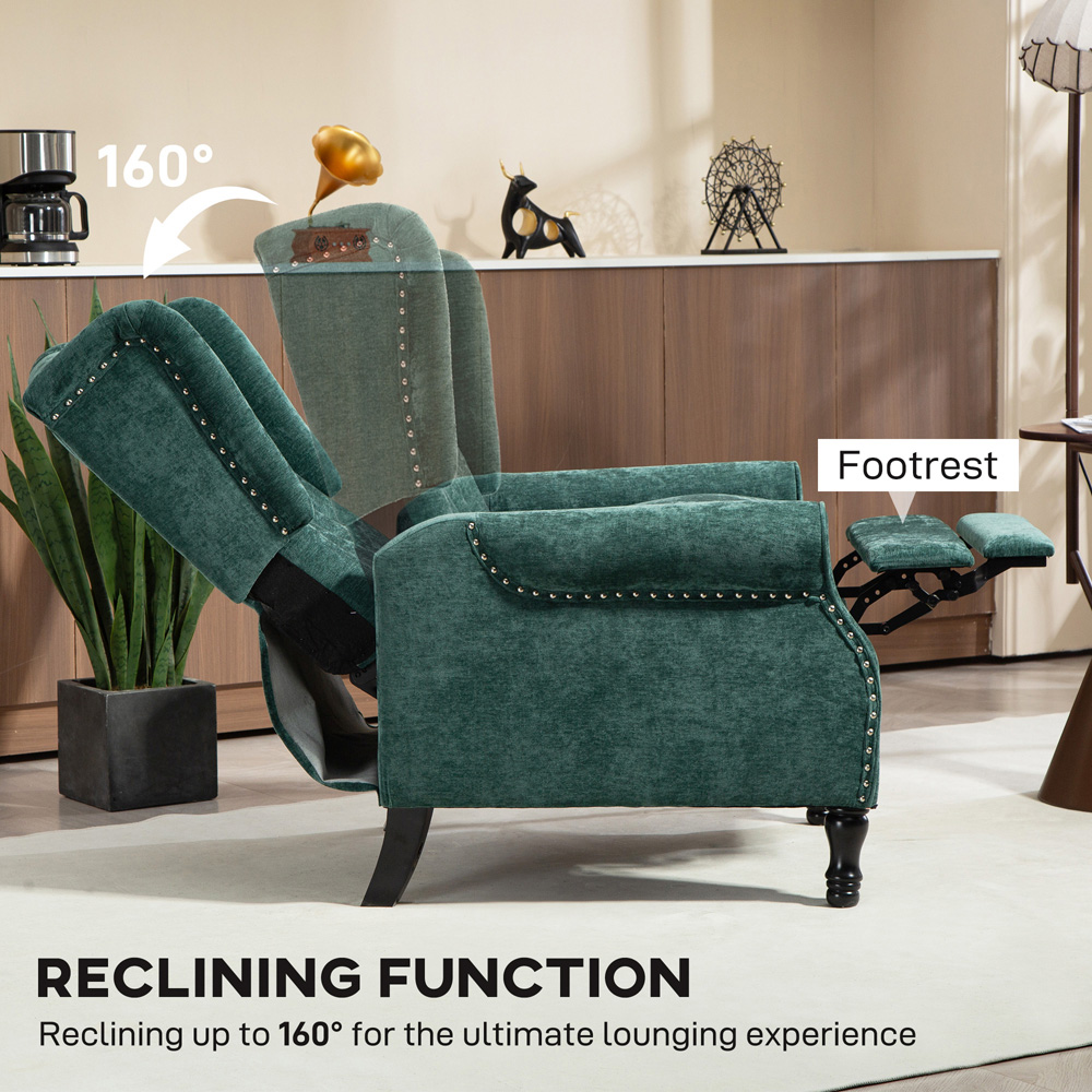 HOMCOM Dark Green Manual Recliner Armchair Recliner with Footrest Image 8