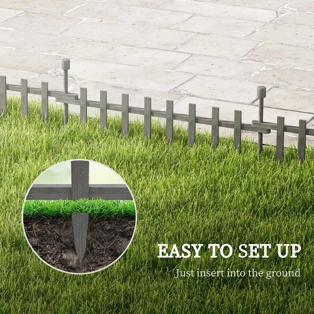 Outsunny 1 x 2ft 4 Pack Grey Wooden Fence Panel Image 4