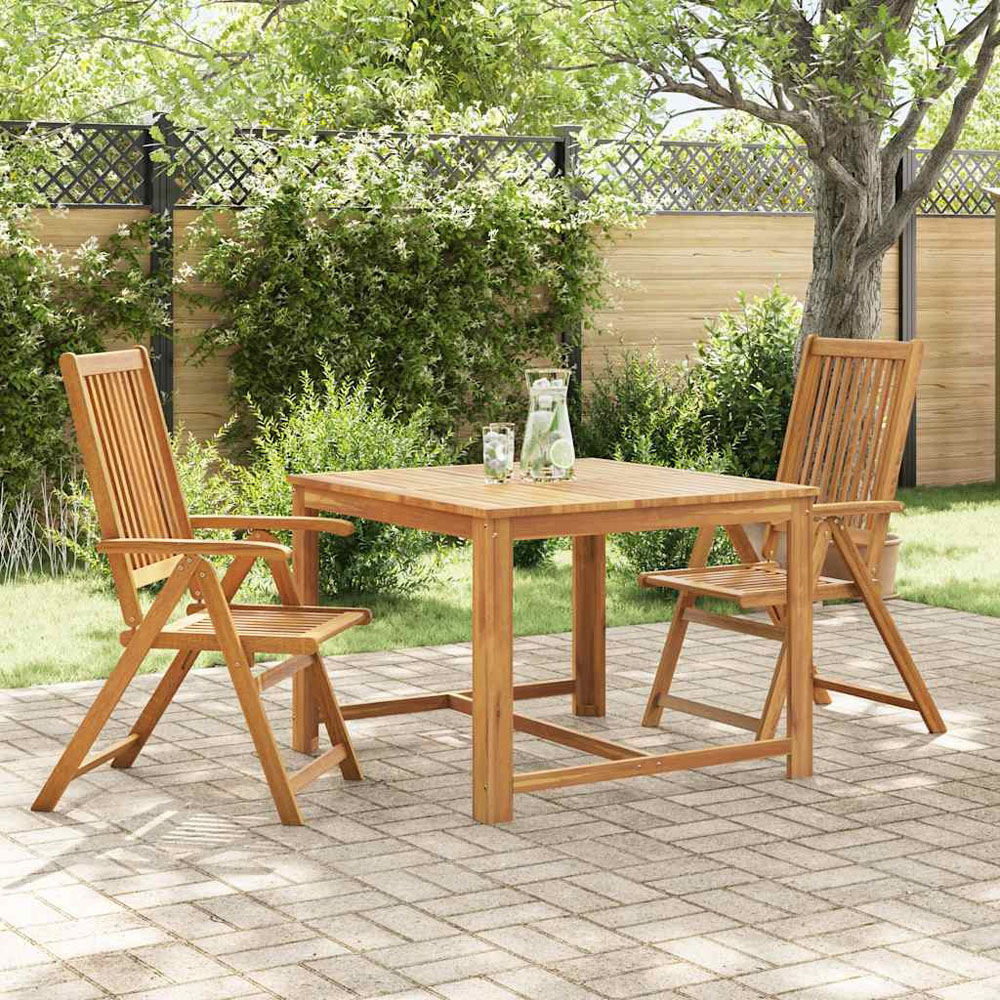 Walplus Set of 2 Solid Acacia Wood Brown Folding Chair Image 6