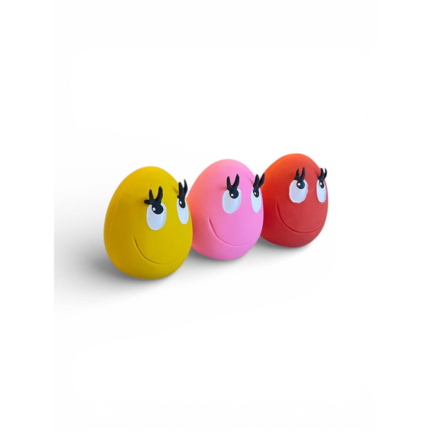Totally Pawsome OVO Egg Small Dog Toy, 3 Pack, Pink, Red and Yellow Image 3
