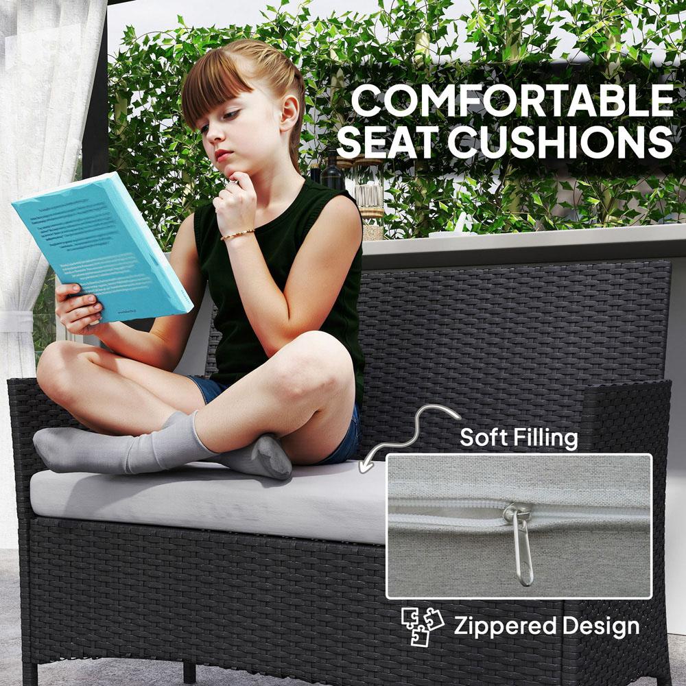 Outsunny 4 Seater Black Rattan Garden Sofa Set with Cushions  Image 5
